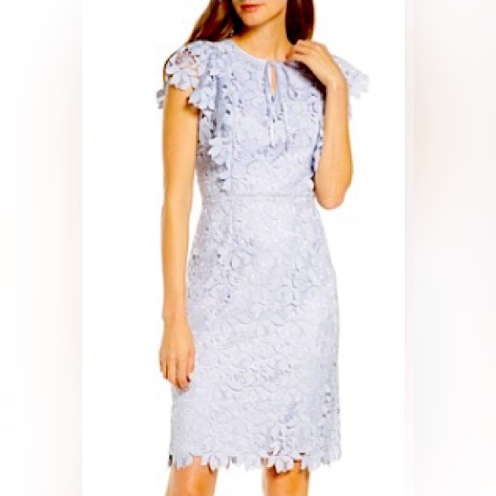 Rachel Parcell Floral Lace Midi Dress in Light Blue